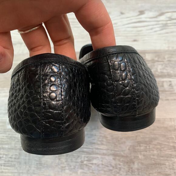 Banana Republic Loafers Black Croc Embossed Leather Flats Womens 10 - Picture 5 of 8